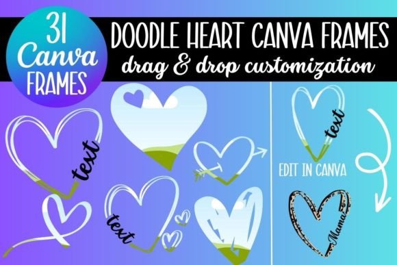 Quick & Easy Doodle Hearts Canva Frame Templates